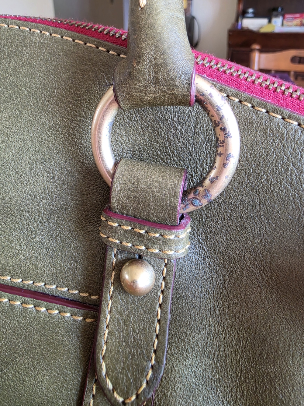 Dooney & Bourke Olive Green Florentine Leather Satchel Bag - Picture 7 of 16